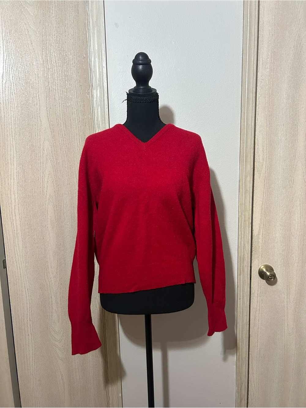 Women's Red V-Neck Sweater - Timeless Everyday Knit